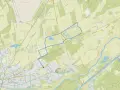 Eine blaue Route schlängelt sich durch Felder und Wälder, vorbei an Gewässern und durch die Nähe von Dorsten.