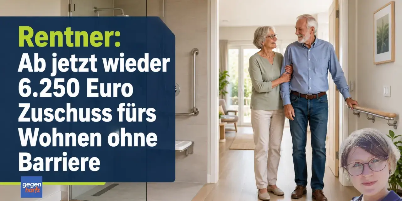 Rentner erhalten 6.250 Euro Zuschuss für altengerechtes Wohnen. Ein älteres Paar geht Arm in Arm durch einen barrierefreien Flur.