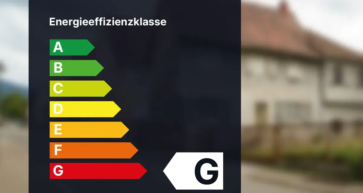 Energieeffizienzklasse G. Ein Haus mit schlechter Energiebilanz, wie der Energieausweis g zeigt.