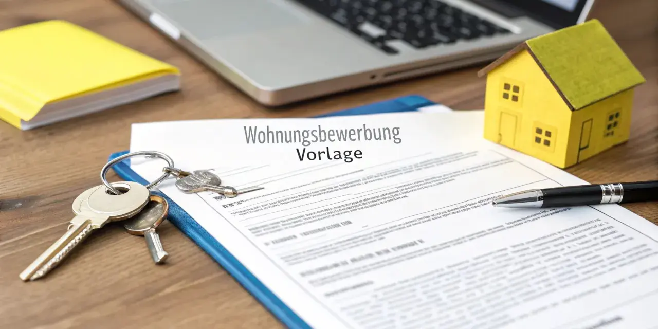 Schlüssel und ein gelbes Hausmodell liegen auf einem Wohnungsbewerbung-Formular. Perfekt für die erste eigene Wohnung als Single.