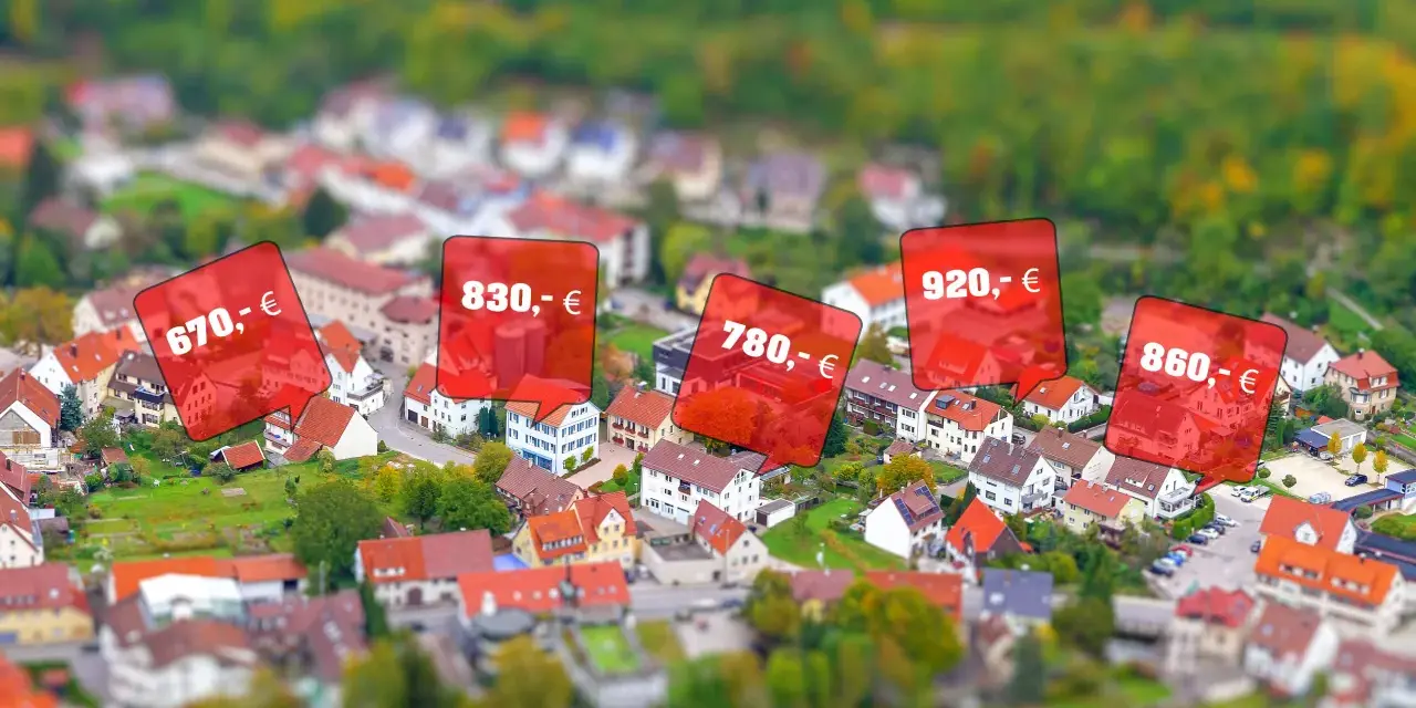 Mietspiegel Monheim am Rhein: Preise von 670 € bis 920 € für Wohnungen in einer idyllischen Siedlung.