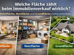 Wohnfläche, Nutzfläche und Grundfläche: Was ist ein Penthouse? Die Grafik erklärt die Flächenarten beim Immobilienverkauf.
