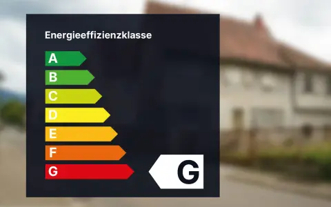 Energieeffizienzklasse G. Ein Haus mit schlechter Energiebilanz, wie der Energieausweis g zeigt.