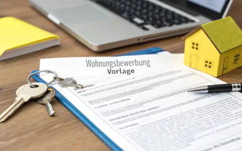 Schlüssel und ein gelbes Hausmodell liegen auf einem Wohnungsbewerbung-Formular. Perfekt für die erste eigene Wohnung als Single.