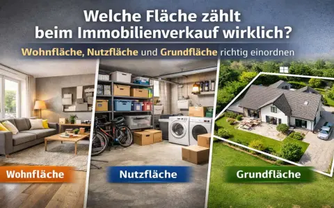 Wohnfläche, Nutzfläche und Grundfläche: Was ist ein Penthouse? Die Grafik erklärt die Flächenarten beim Immobilienverkauf.