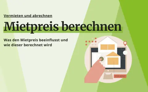 Mietpreisberechnung für Langenfeld: Ein Finger tippt auf ein Haus-Symbol auf einem Bildschirm, um den Mietpreis zu ermitteln.