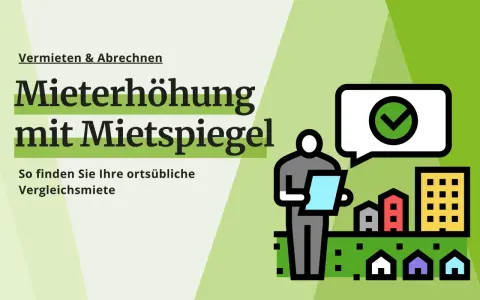 Mietanpassung mit Mietspiegel: So finden Sie die ortsübliche Vergleichsmiete in Altena. Illustration zeigt eine Person mit Dokumenten vor einer Stadtsilhouette.