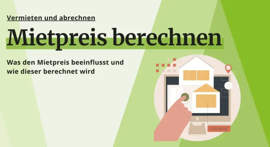 Mietpreisberechnung für Langenfeld: Ein Finger tippt auf ein Haus-Symbol auf einem Bildschirm, um den Mietpreis zu ermitteln.