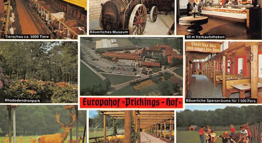 Bilder vom Europahof Prickings-hof: Tierstall, Museum, Laden, Rhododendronpark, Wildgehege, Speiseräume, Kinderspielwiese.